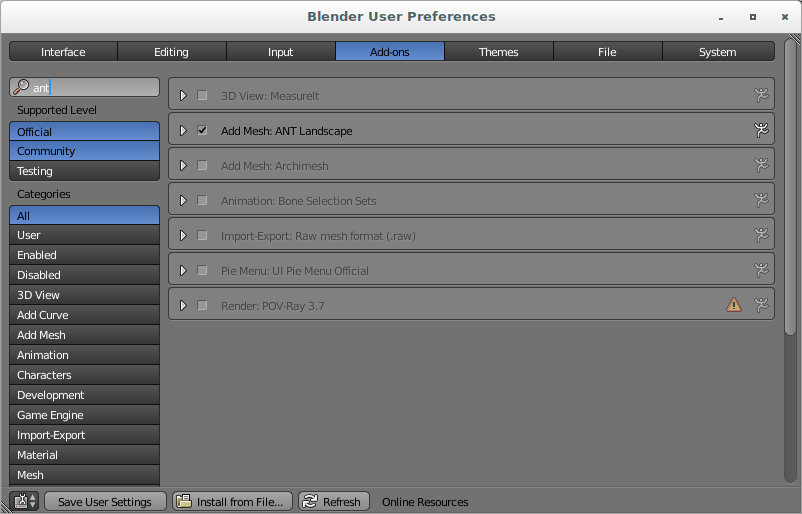 Blender user preferences
